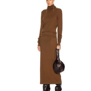 Lemaire Long Turtleneck Maxi Dress in Dark Earth